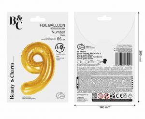 BALON FOLIOWY B&C CYFRA 9 ROYAL GOLD