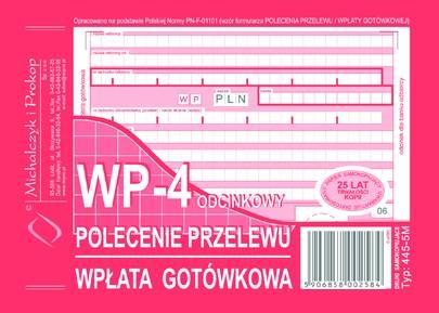 DRUK M POLECENIE PRZELEWU 4-ODCINKI MIĘKKIE WPŁ.GOT.