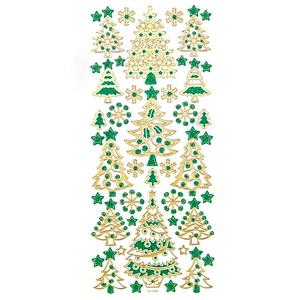NAKLEJKI BROKATOWE ORNAMENT CHOINKI GOLD&GREEN A/44 #ŚWIĘTA