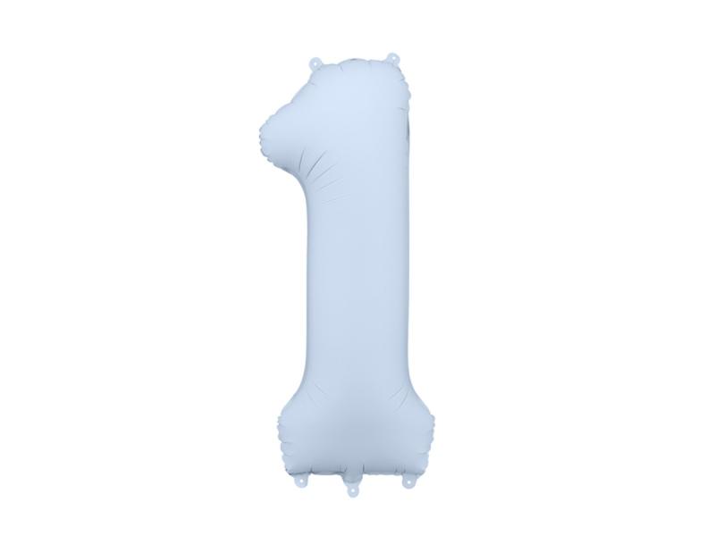 BALON FOLIOWY CYFRA 1 MGLISTY NIEBIESKI 86CM