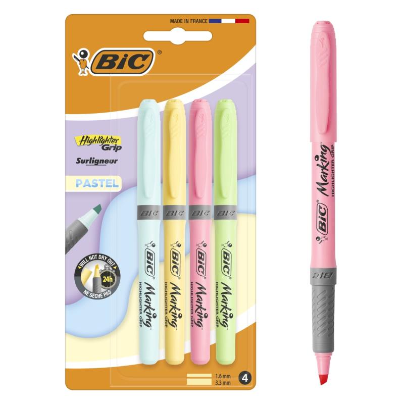 ZAKREŚLACZ BIC HIGHLIGHTER GRIP PASTEL BL. 4 SZT