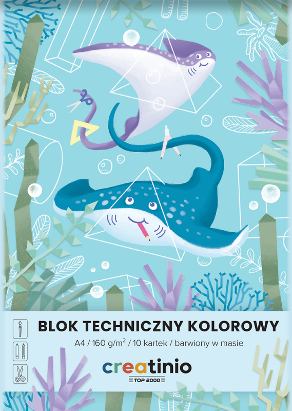 BLOK TECHNICZNY A4/10 KOLOR 160G TOP CREATINO