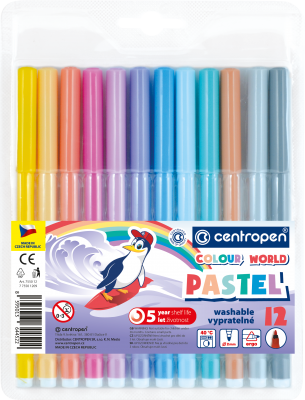 FLAMASTRY 12 CENTROPEN COLOUR WORLD PASTEL 7550
