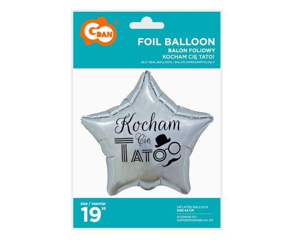 BALON FOLIOWY KOCHAM CIĘ TATO SREBRNY 19'