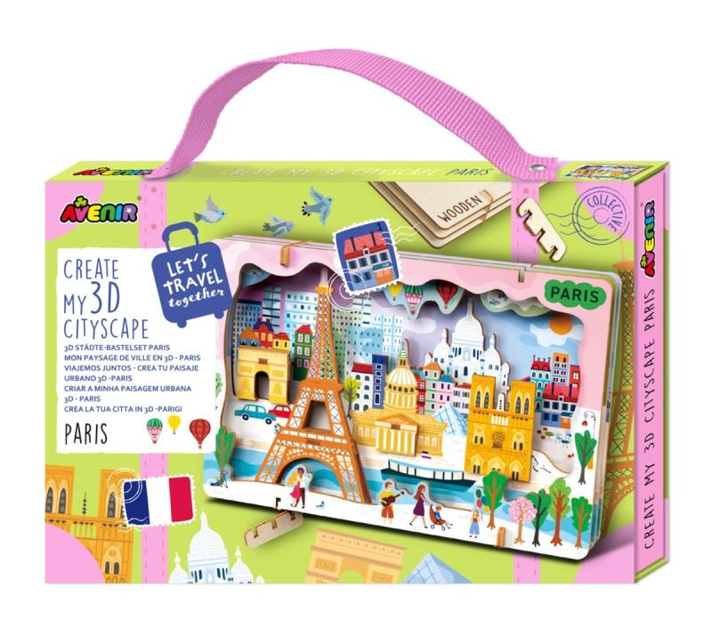 STWÓRZ PEJZAŻ MIEJSKI PARYŻ PUZZLE DREWNIANE 3D