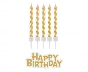 ŚWIECZKI B&C UR. HAPPY BIRTHDAY ZŁOTE A16