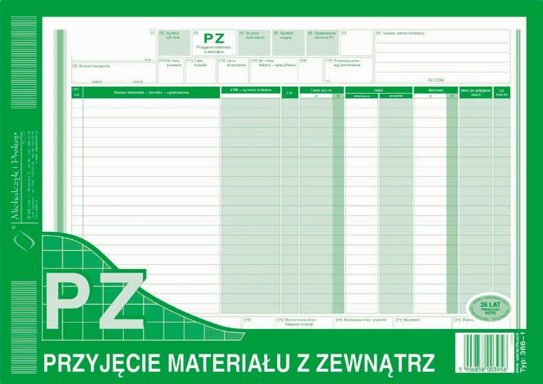 DRUK M PZ PRZYJĘCIE MATERIAŁU Z ZEWN.A4