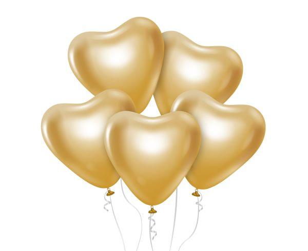 BALONY BEAUTY&CHARM, PLATYNOWE ZŁOTE serca 12'/ 6 szt.