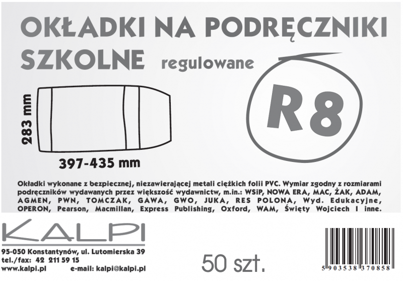 OKŁADKA R8 KALPI WYS.28,3 DARMOWY PODR A/50