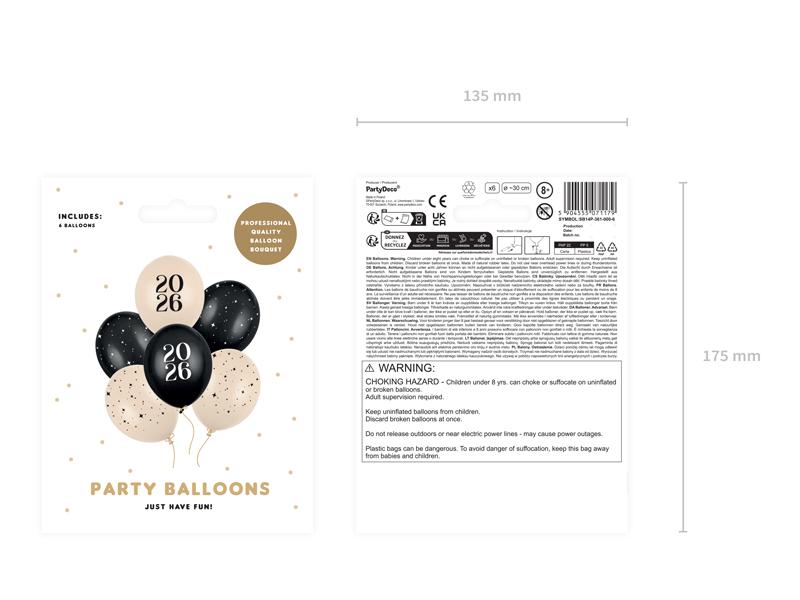 BALONY 30CM HAPPY NEW YEAR 2026 PASTEL MIX