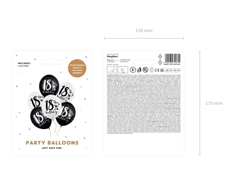 BALONY 30CM 18TH BIRTHDAY MIX