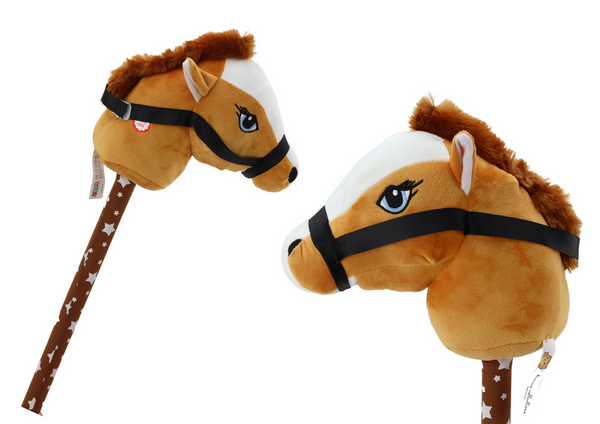 PLUSZOWA GŁOWA KONIA NA KIJU HOBBY HORSE KOŃ KRÓTKOWŁOSY BRĄZOWY DŹWIĘKI