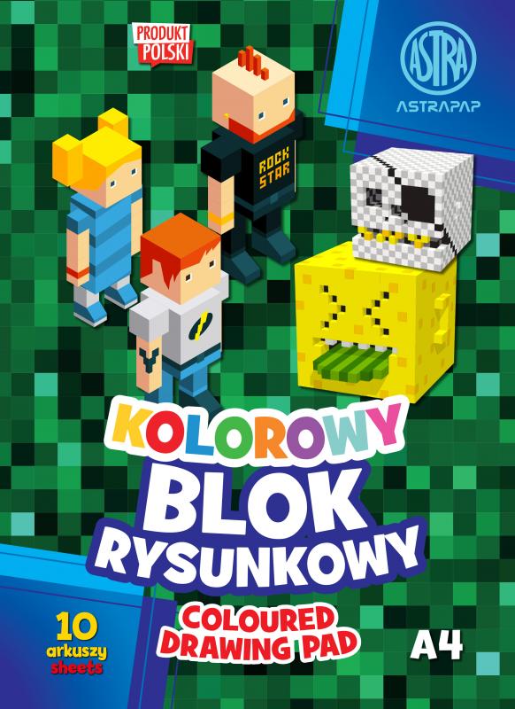 BLOK RYSUNKOWY A4/10 KOLOROWY 80G ASTRAPAP 'Pixel&Unicorn'