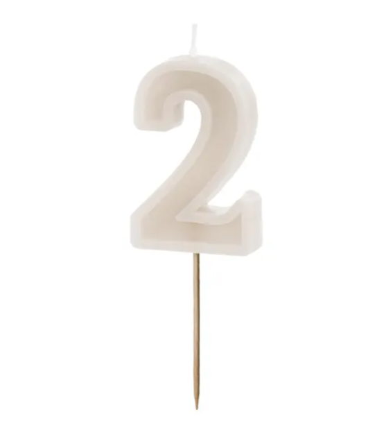 ŚWIECZKA CYFERKA 2 BEŻOWA 6CM