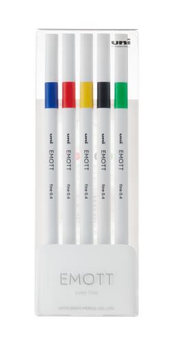 ZESTAW UNI PEM-SY/5C NO.1, 5SZT. FLAMASTRÓW EMOTT MIX