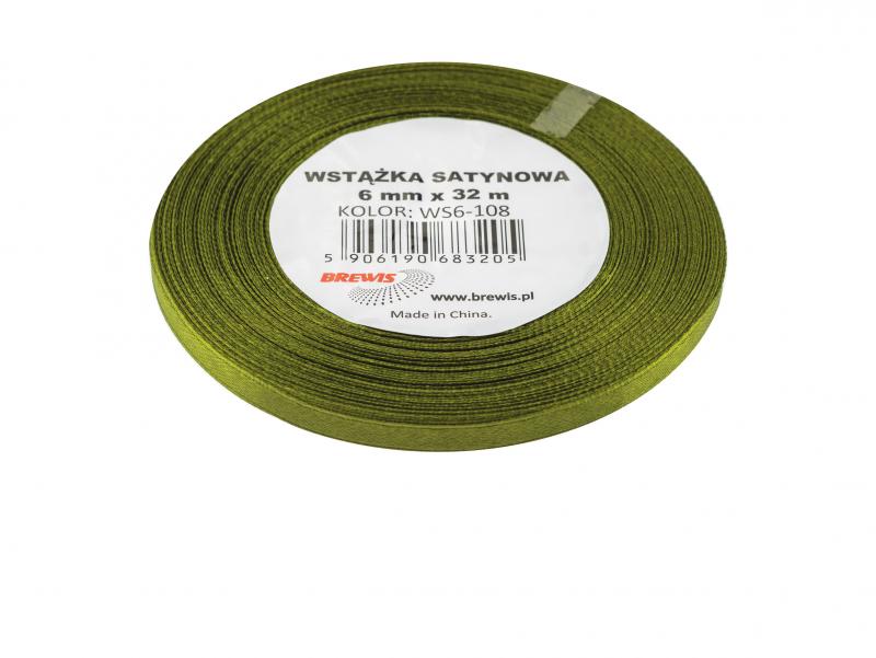 WSTĄŻKA SATYNOWA 6MM/32 OLIWKOWA BREWIS