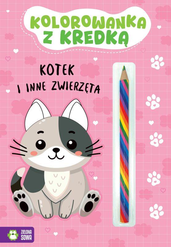 KSIĄŻECZKA KOLOROWANKA Z KREDKĄ. KOTEK
