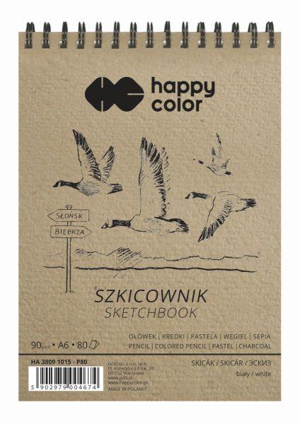 SZKICOWNIK A6/80 90G NA SPIRALI PTAKI BIAŁY HAPPY COLOR