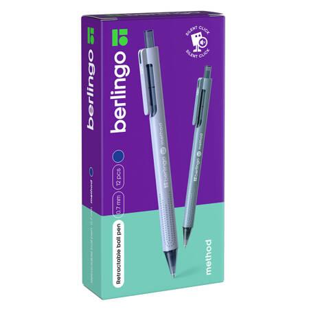 DŁUGOPIS BERLINGO AUT.METHOD SILENCE CLIK 0,7MM NIEBIESKI A/12