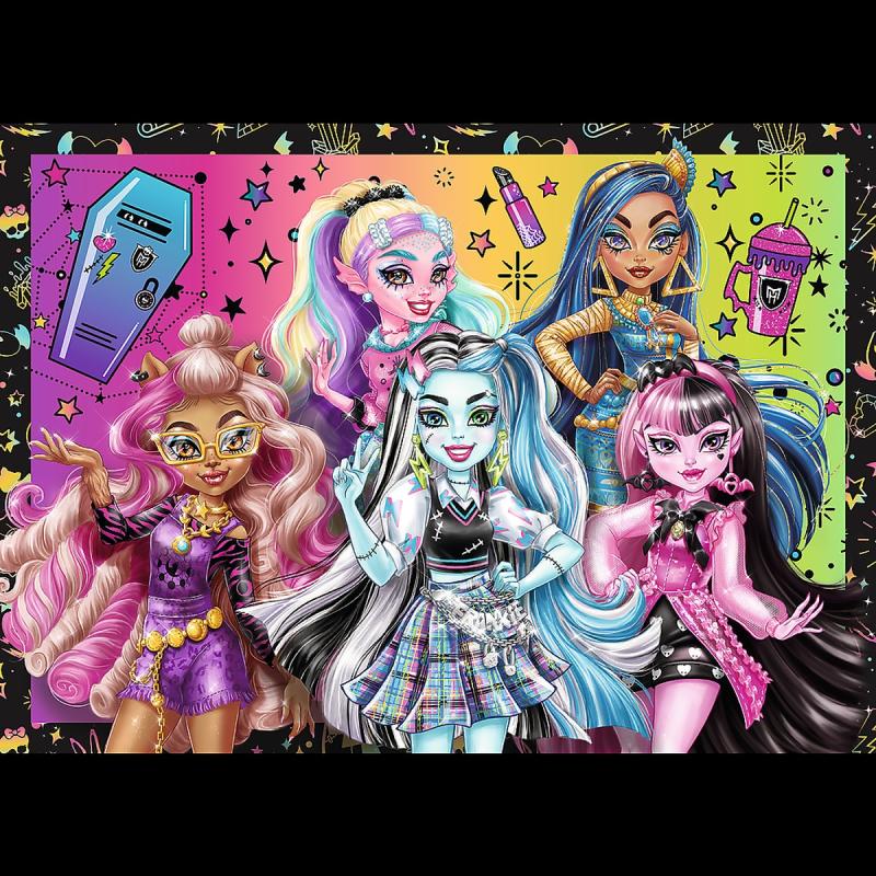 PUZZLE 4W1 TREFL ELEKTRYZUJĄCY DZIEŃ MONSTER HIGH