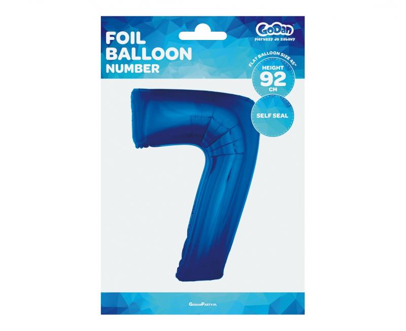 BALON FOLIOWY CYFRA 7 NIEBIESKI 85CM