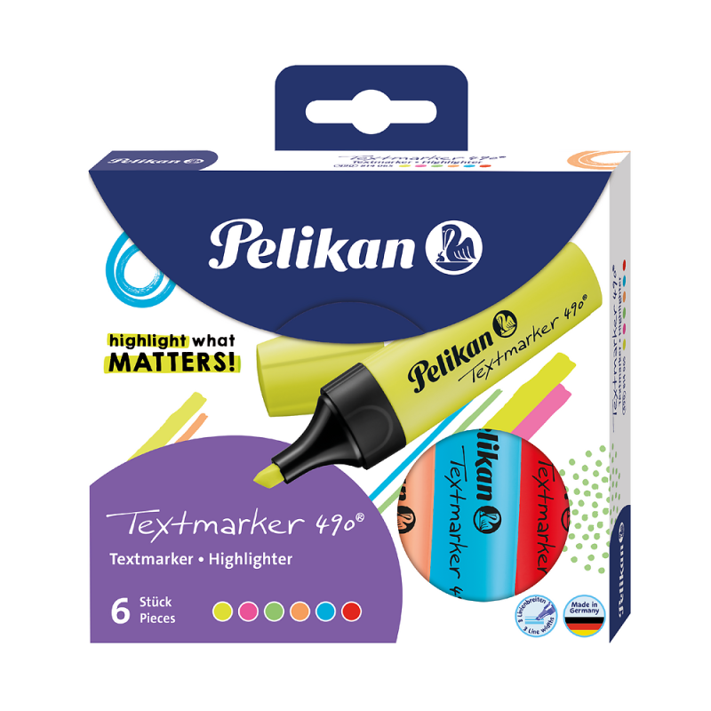 ZAKREŚLACZ PELIKAN 490 6 SZT ETUI