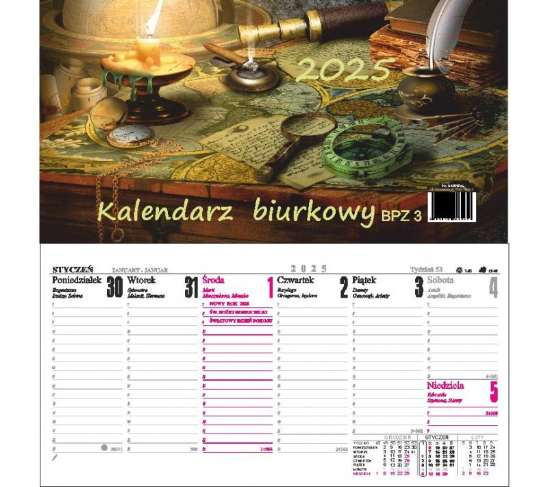 KALENDARZ BIURKOWY 135X260 POZIOM BPZ3