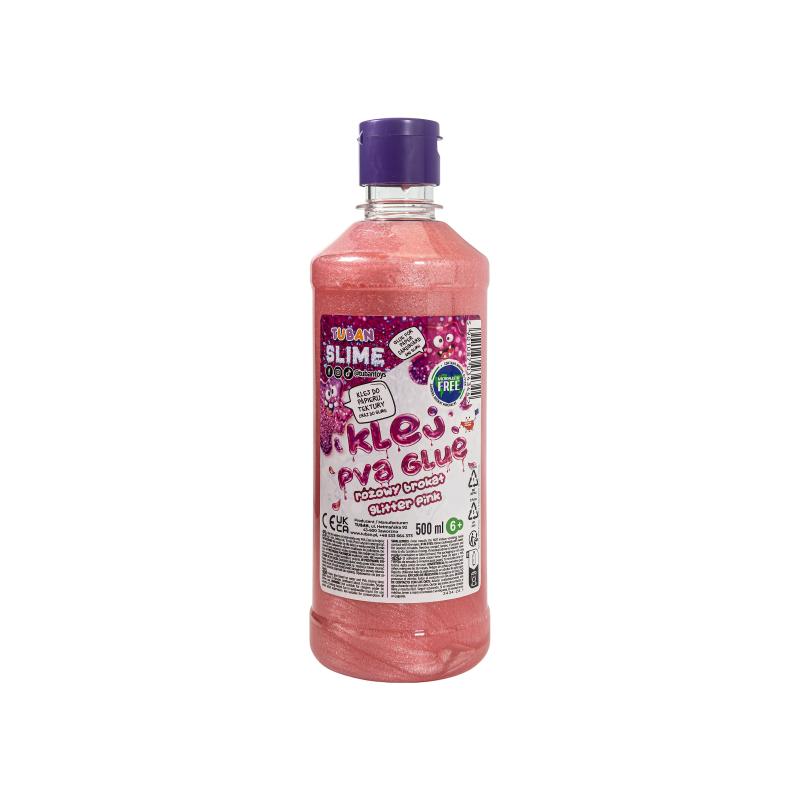 KLEJ PVA BROKATOWY RÓŻOWY 500ML TUBAN