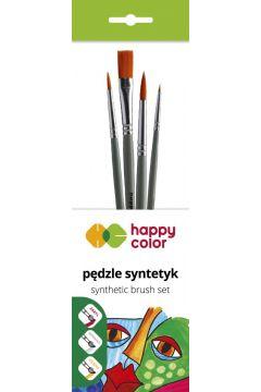 ZESTAW PĘDZLI SYNTETYCZNYCH MIESZANE B, 4szt, Happy Color