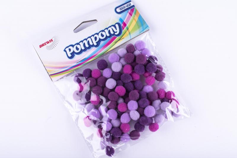 POMPONY ODCIENIE FIOLETOWEGO10MM BREWIS