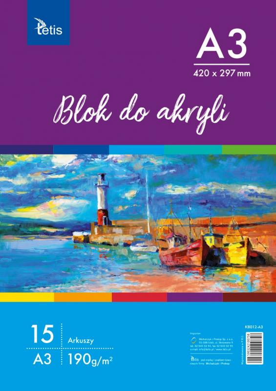 BLOK DO AKRYLI A3,190G/M2,15 ARK. A1 TETIS