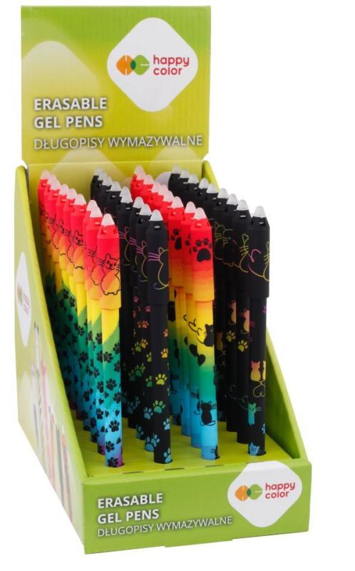 DŁUGOPIS WYMAZYWALNY MIAOW! 0.5MM NIEBIESKI A/36 szt., Happy Color