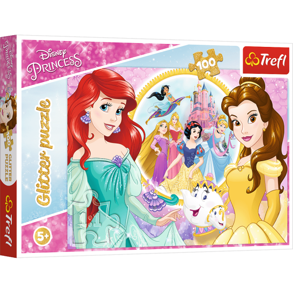 PUZZLE 100 GLITTER PRINCESS.WSPOMNIENIA BELLI I ARIELKI