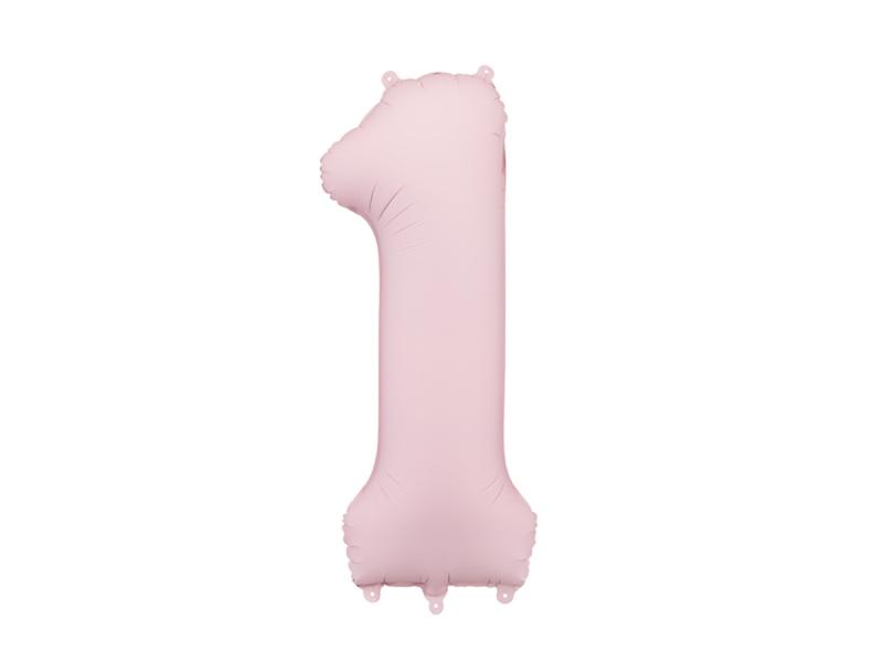 BALON FOLIOWY CYFRA 1 JASNY RÓŻOWY 86CM