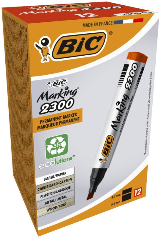 MARKER PERMANENTNY BIC CZERWONY ŚCIĘTY A12