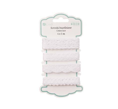KORONKI BAWEŁNIANE 4X1M BRIDAL WHITE