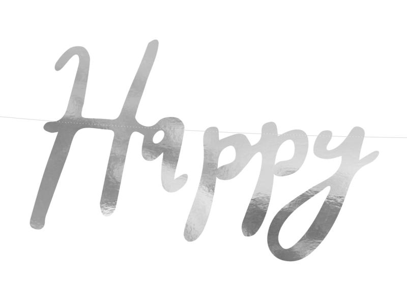 BANER HAPPY BIRTHDAY SREBRNY 62CM