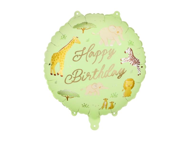 BALON FOLIOWY PASTYLKA HAPPY BIRTHDAY SAFARI 32X35CM MIX
