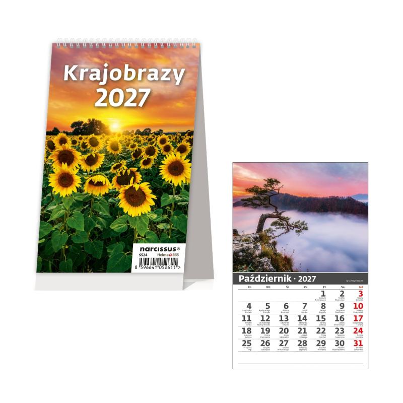 KALENDARZ BIURKOWY MIESIĘCZNY PIONOWY KRAJOBRAZY 2027