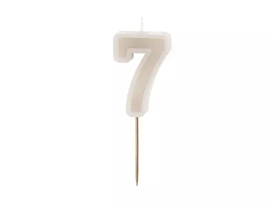 ŚWIECZKA CYFERKA 7 BEŻOWA 6CM