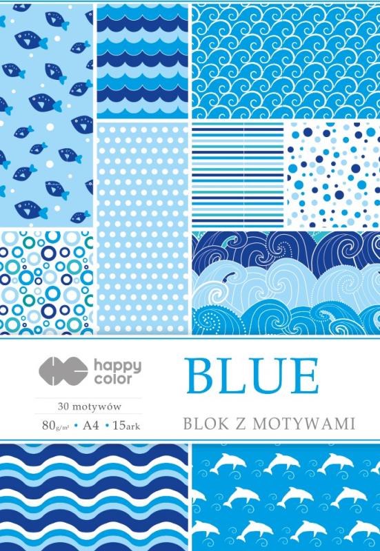 BLOK Z MOTYWAMI A4/15 BLUE 80G/M2 30 MOTYW HAPPY COLOR