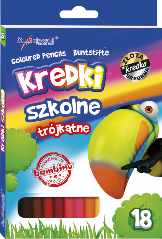 KREDKI BAMBINO 18 OŁÓWKOWE TRÓJKĄTNE 18CM