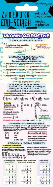 ZAKŁADKA EDU- ŚCIĄGA UŁAMKI DZIESIĘTNE