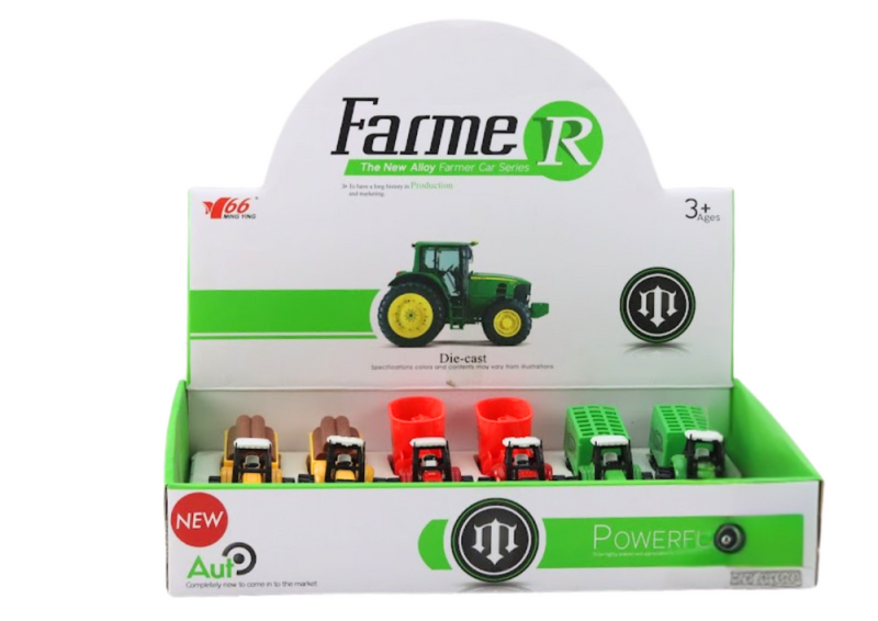 TRAKTOR Z PRZYCZEPĄ KOPARKA SPYCHACZ MASZYNA ŻÓŁTY ZIELONY CZERWONY