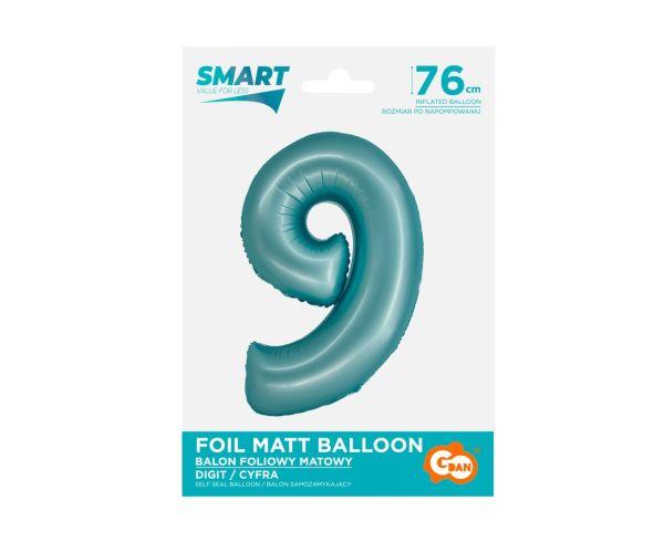 BALON FOLIOWY SMART CYFRA 9 J.NIEBIESKA MAT 76CM