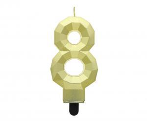 ŚWIECZKA CYFERKA 8 DIAMENT METALIK ZŁOTY 7.6CM