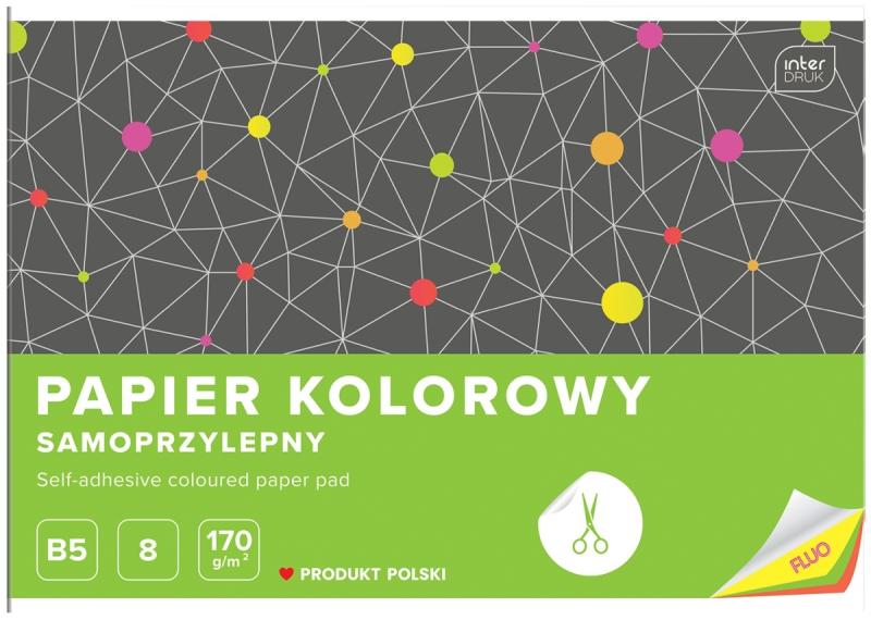 ZESZYT PAPIERÓW KOLOROWYCH B5 INTER SAMOPRZYLEPNY FLUO