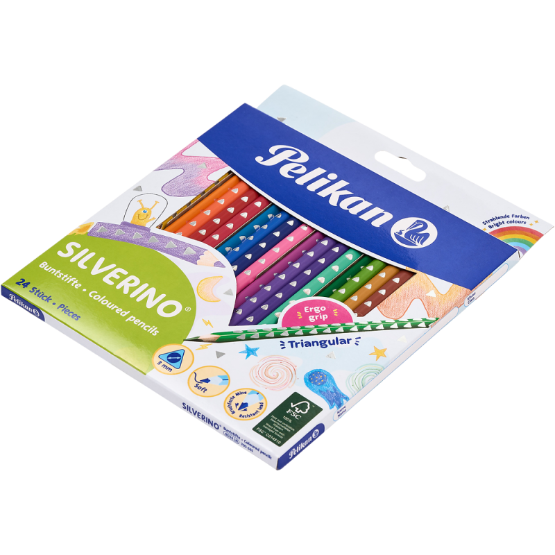 KREDKI 24 PELIKAN TRÓJKĄTNE SILVERINO