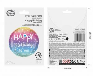 BALON FOLIOWY 18 HAPPY BIRTHDAY GRADIENT OMBRE