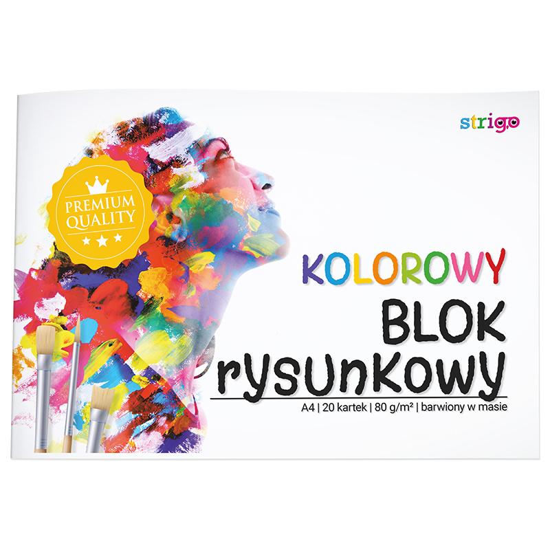 BLOK RYSUNKOWY A4 20K 80G KOLOROWY BARWIONY W MASIE